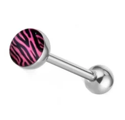 Kolczyk do języka zebra różowy - KJ-065