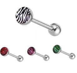 Kolczyk do języka zebra zielony - KJ-065