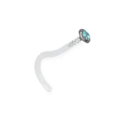 Kolczyk do nosa BioPlast i tytan z niebieską cyrkonią - BP-020