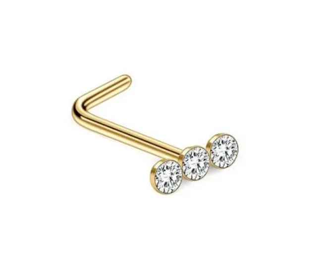 Kolczyk do nosa cyrkonie złoty - NS-015