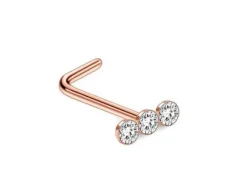 Kolczyk do nosa cyrkonie różowe złoto - NS-015
