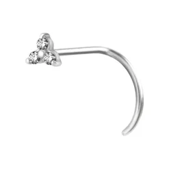 Kolczyk do nosa srebrny - białe cyrkonie - NS-022