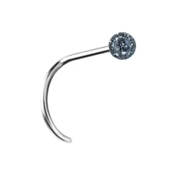 Kolczyk do nosa z szarymi cyrkoniami - srebrny - NS-008