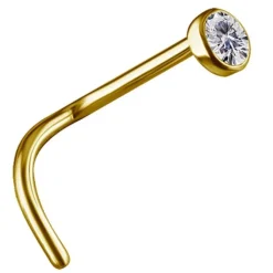 Kolczyk do nosa złoto 18K Premium Zirconia z białą cyrkonią - GD18K-004