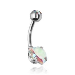 Kolczyk do pępka - opalizujące serduszko - KP-036