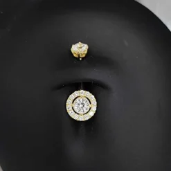 Kolczyk do pępka - złoto 18K z białymi cyrkoniami - GD18K-032