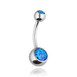 Kolczyk do pępka granatowy opalizujący - srebrny - KP-016