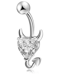 Kolczyk do pępka serduszko diabełek biały - KP-025