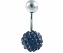 Kolczyk do pępka z fioletowymi kryształkami - KP-003