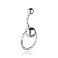 Kolczyk do pępka z kółkiem - srebrny - KP-005