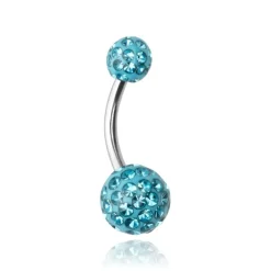 Kolczyk do pępka z niebieskimi cyrkoniami - KP-002