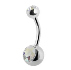 Kolczyk do pępka z opalizującą cyrkonią - KP-001-22