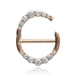 Kolczyk do sutka różowe złoto z białymi cyrkoniami - PREMIUM ZIRCON - S-012