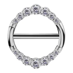 Kolczyk do sutka srebrny z białymi cyrkoniami - PREMIUM ZIRCON - S-012