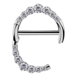 Kolczyk do sutka srebrny z białymi cyrkoniami - PREMIUM ZIRCON - S-012