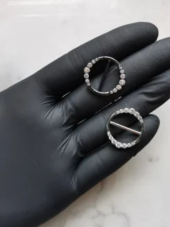 Kolczyk do sutka srebrny z białymi cyrkoniami - PREMIUM ZIRCON - S-012