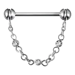 Kolczyk do sutka srebrny - Premium Crystals - S-019