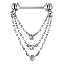 Kolczyk do sutka srebrny - Premium Crystals - S-020