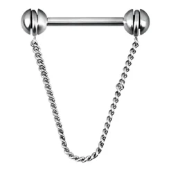 Kolczyk do sutka z łańcuszkiem - srebrny - S-030