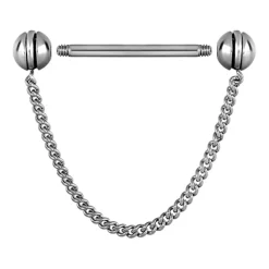 Kolczyk do sutka z łańcuszkiem - srebrny - S-030