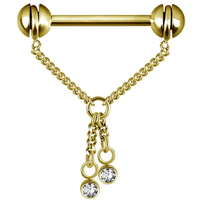 Kolczyk do sutka złoty - Premium Crystals - S-009