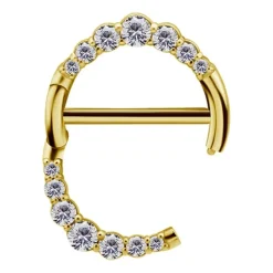 Kolczyk do sutka złoty z białymi cyrkoniami - PREMIUM ZIRCON - S-012