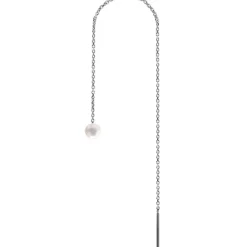 Kolczyk do ucha srebrny z białą perełką - KU-054