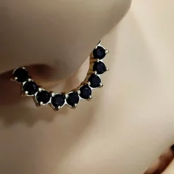 Kolczyk kółko clicker - złoto 18K z czarnymi cyrkoniami - GD18K-030