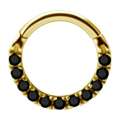 Kolczyk kółko clicker - złoto 18K z czarnym spinelem - GD18K-031