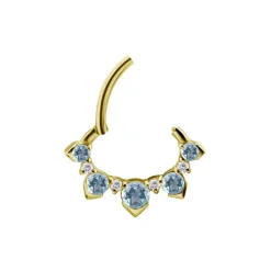 Kolczyk kółko clicker - złoto 18K z niebieskim topazem i Lab Created Diamonds - GD18K-064