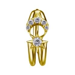 Kolczyk kółko clicker księżyc z białymi cyrkoniami - CoCr NF - złoty - K-067