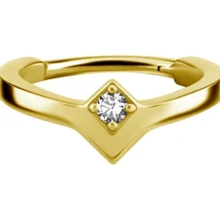 Kolczyk kółko clicker ozdobny złoty - Premium Zirconia - K-016