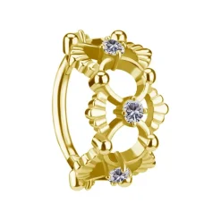 Kolczyk kółko clicker ozdobny z białymi cyrkoniami - CoCr NF - złoty - K-069