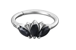 Kolczyk kółko clicker ozdobny czarny - K-011