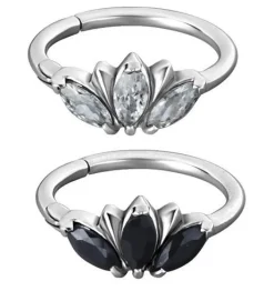 Kolczyk kółko clicker ozdobny czarny - K-011