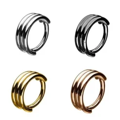 Kolczyk kółko clicker ozdobny różowe złoto - K-007