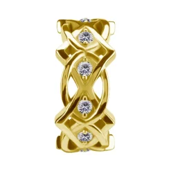 Kolczyk kółko clicker ozdobny z białymi cyrkoniami - CoCr NF - złoty - K-068