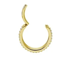 Kolczyk kółko clicker ozdobny - Premium Zirconia - złoty - K-017