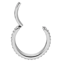 Kolczyk kółko clicker ozdobny - Premium Zirconia - srebrny - K-017