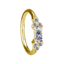 Kolczyk kółko clicker ozdobny z białymi cyrkoniami - CoCr NF - złoty - K-075