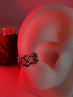 Kolczyk kółko clicker ozdobny z białymi cyrkoniami - CoCr NF - srebrny - K-069