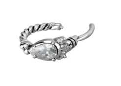 Kolczyk kółko clicker srebrny z czarnymi cyrkoniami - K-012