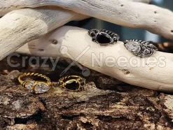 Kolczyk kółko clicker srebrny z czarnymi cyrkoniami - K-012