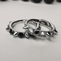 Kolczyk kółko clicker ćwieki i białe cyrkonie - CoCr NF - srebrny - K-077