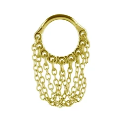 Kolczyk kółko clicker z łańcuszkami - złoty - K-064