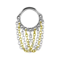 Kolczyk kółko clicker z łańcuszkami z różnymi kolorami - K-064