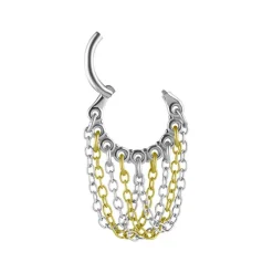 Kolczyk kółko clicker z łańcuszkami z różnymi kolorami - K-064