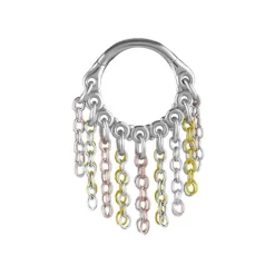 Kolczyk kółko clicker z łańcuszkami z różnymi kolorami - K-026