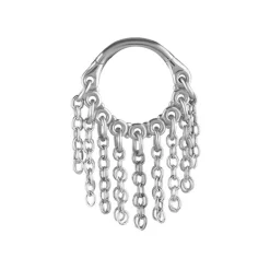 Kolczyk kółko clicker z łańcuszkami - srebrny - K-026