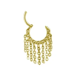 Kolczyk kółko clicker z łańcuszkami - złoty - K-026